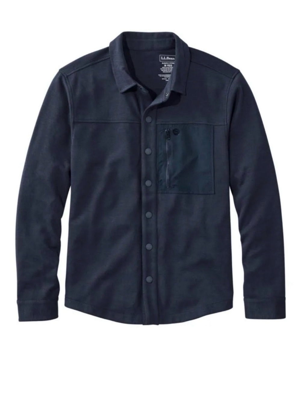 LL Bean  Mens Shirt Jacket large Navy Blue Explorer Snap Front Sweatshirt